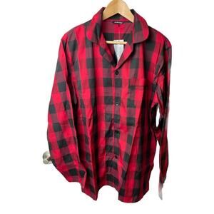 #followme Red Plaid Cotton Blend Pajama Long Sleeve Shirt Size M